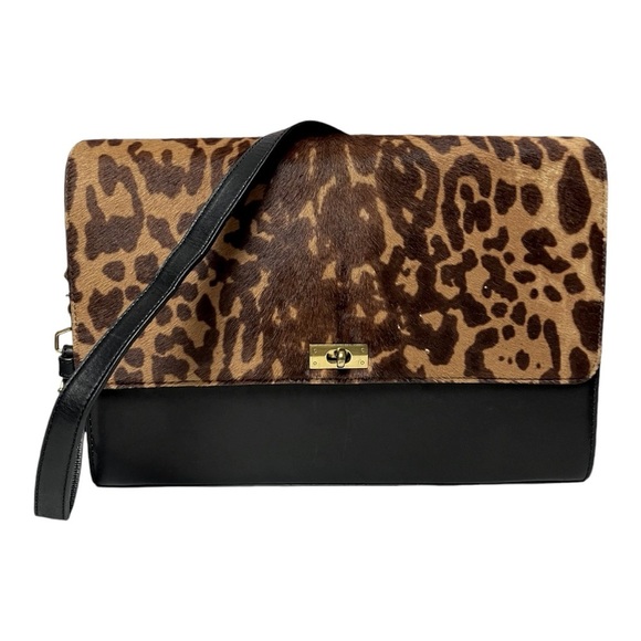 J. Crew Handbags - J.Crew Edie Grand Calf Hair Leopard Shoulder Clutch Bag